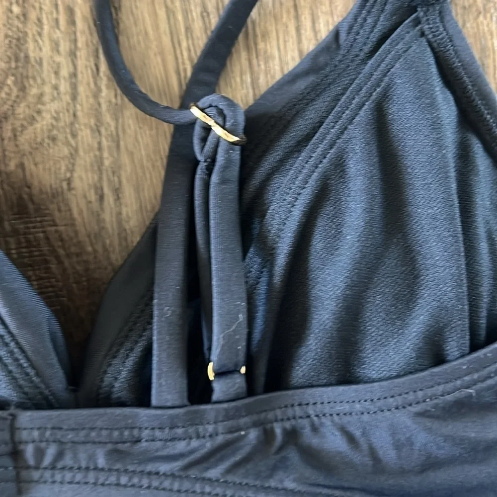 Lauren Ralph Lauren Swim Suit Bikini Top Twist Front Black Size 4